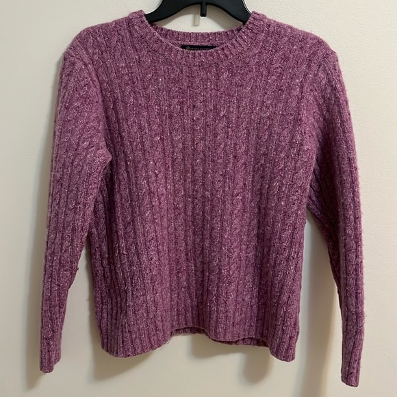 Brooks Brothers sweater top woman’s cable knit crew neck merino wool alpaca - Picture 1 of 10